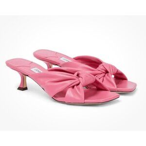 Jimmy Choo Barbie Candy Pink Avenue 50 Kitten Heel Slide Twist Sandals Size 38.5